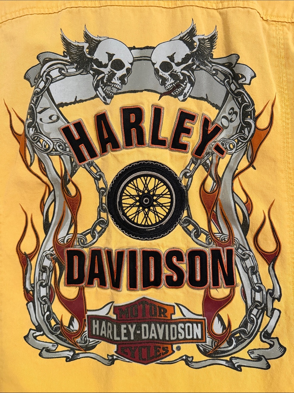 Harley-Davidson Black and Yellow Cotton Button Down Shirt - Picture 4 of 4